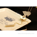 Cute Shiny Stones Animal Pendant Necklace Gold Long Necklace